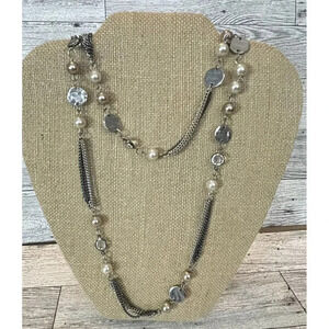 EXPRESS long multi strand black beaded fashion costume jewelry necklace